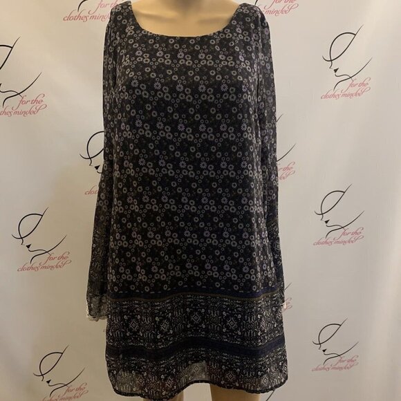 Xhilaration. Size S. Border Print Lined Chiffon Short Dress. Lace Edge. B96. - Picture 1 of 7